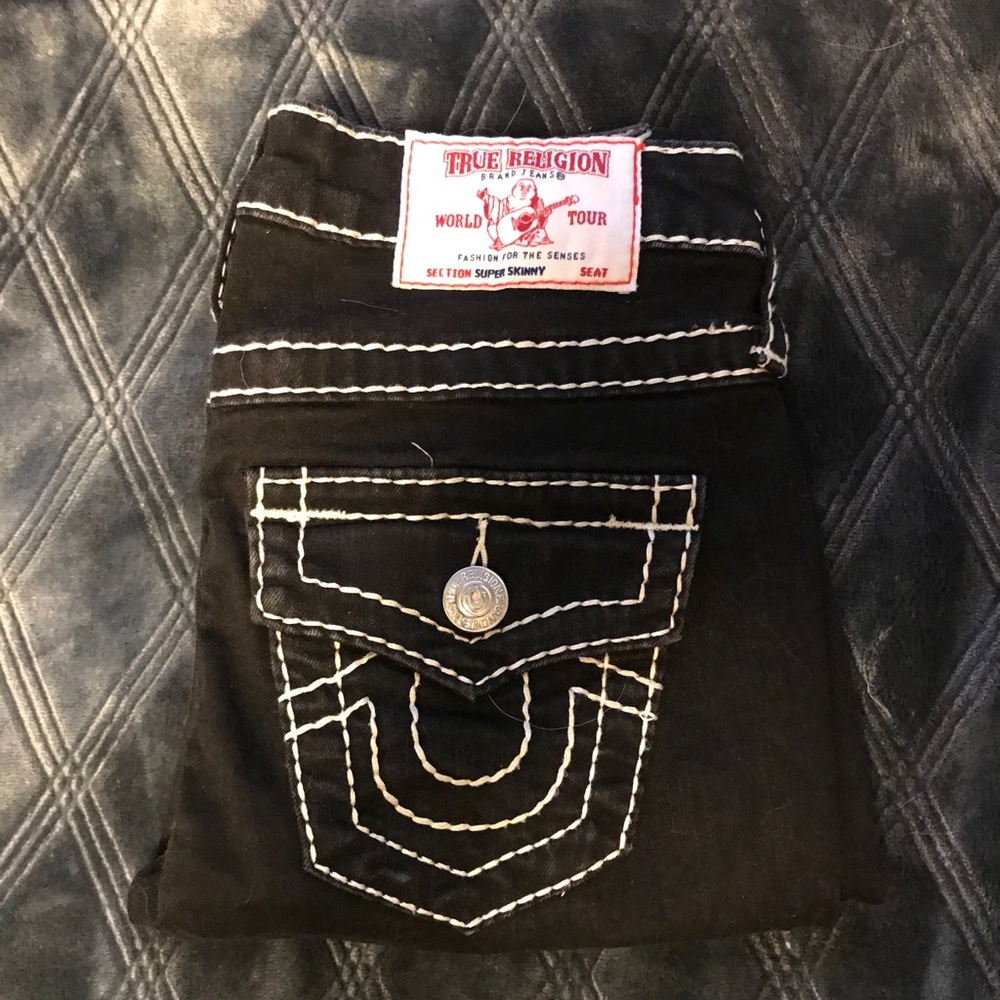 True Religion black super skinny jeans